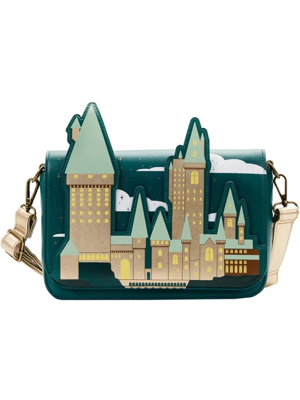 Loungefly Teal & Cream Castle-Panel Crossbody Bag